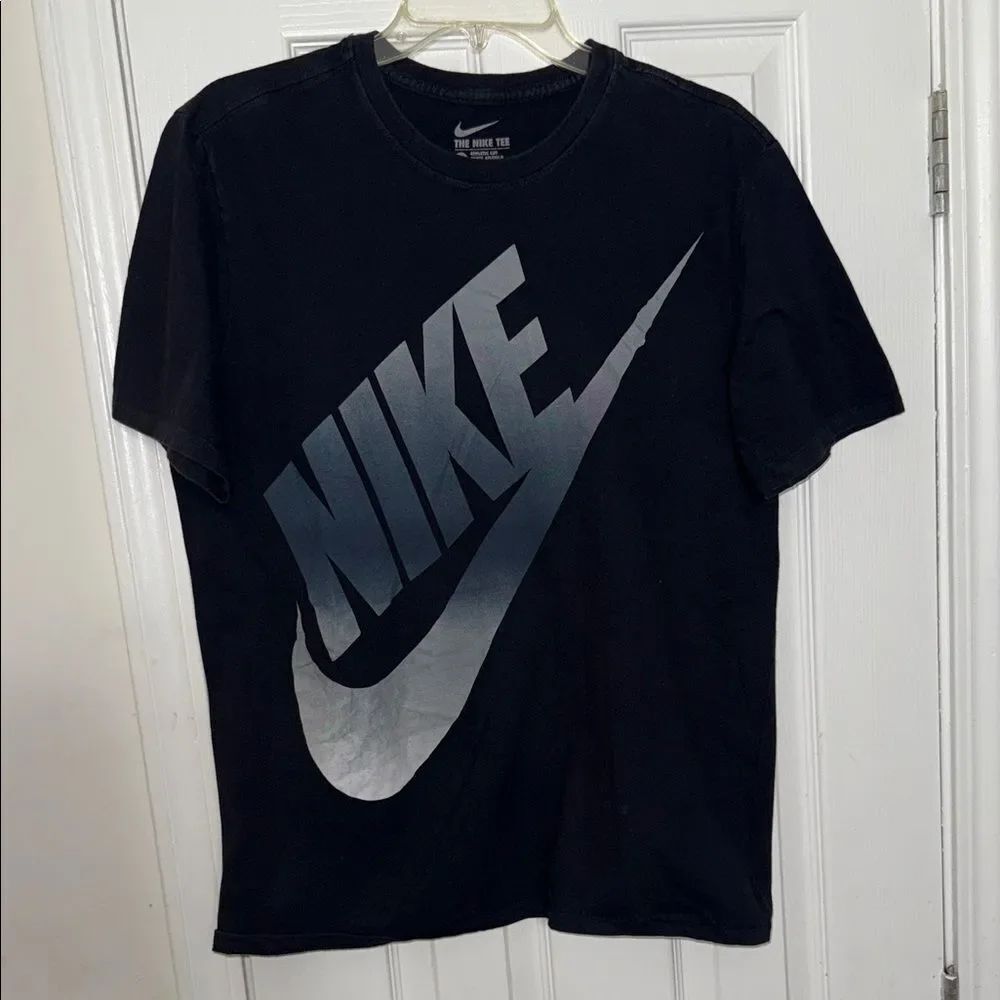 Nike Men's Black Tee with Silver Logo